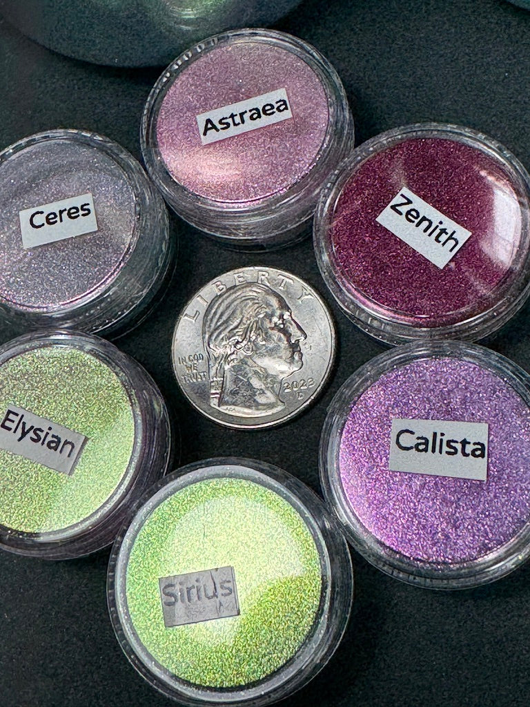 Ethereal Moonlight series Colorshift PIGMENT set of 6 Supershifter Chrome Colorshift Watercolors Prismatic Hypershift Chameleon PIGMENTS