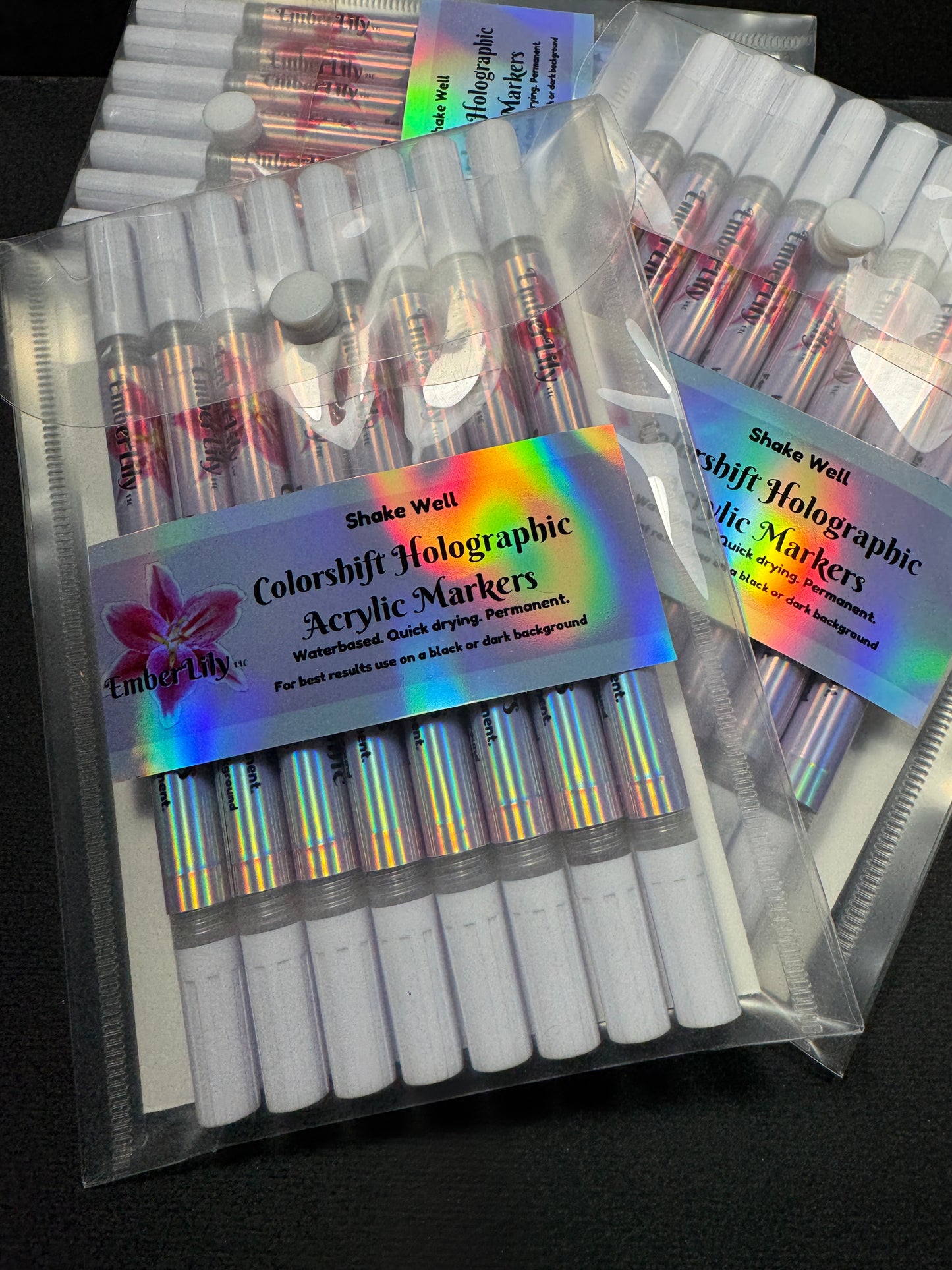 Colorshift Holographic Acrylic Markers (Set of 8 Colors) Unique, First of its Kind!!
