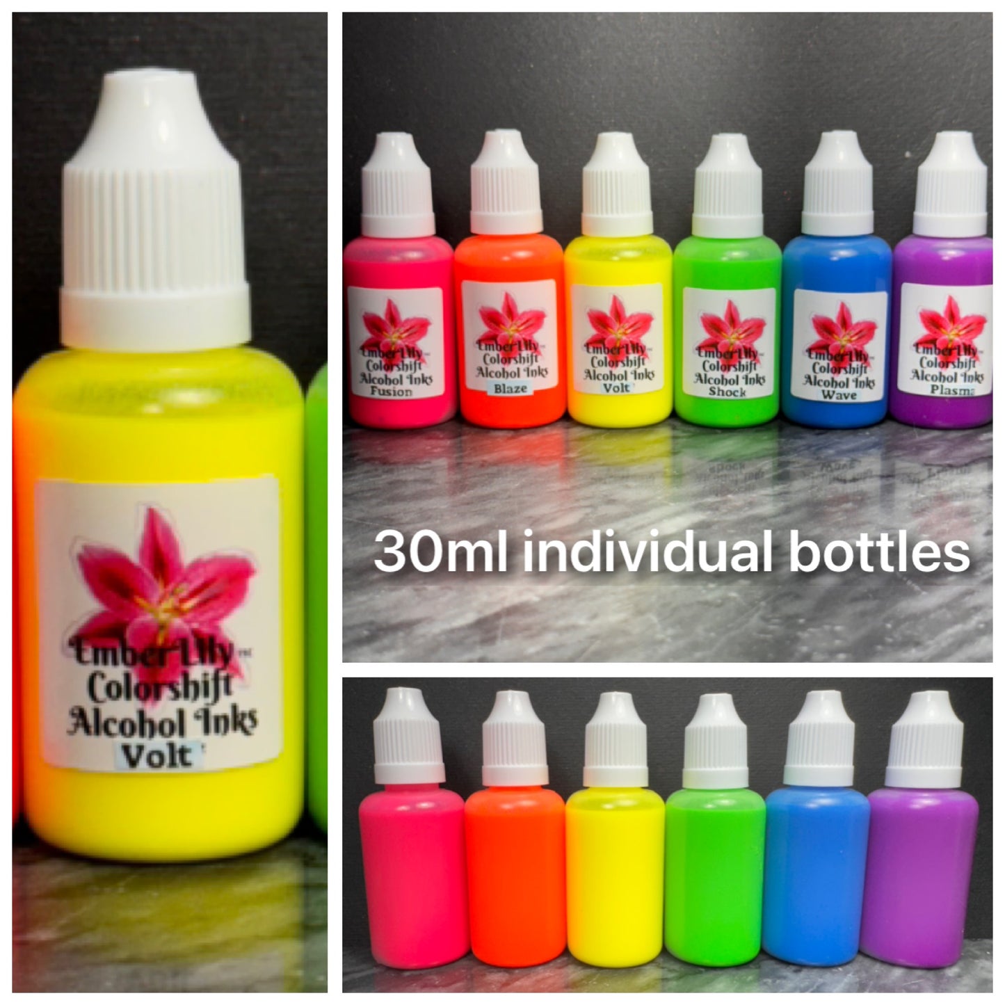 Valley Girl is a set of 80s inspired Gnarly Neon ALCOHOL INKS, set of 6 vibrant neon alcohol inks