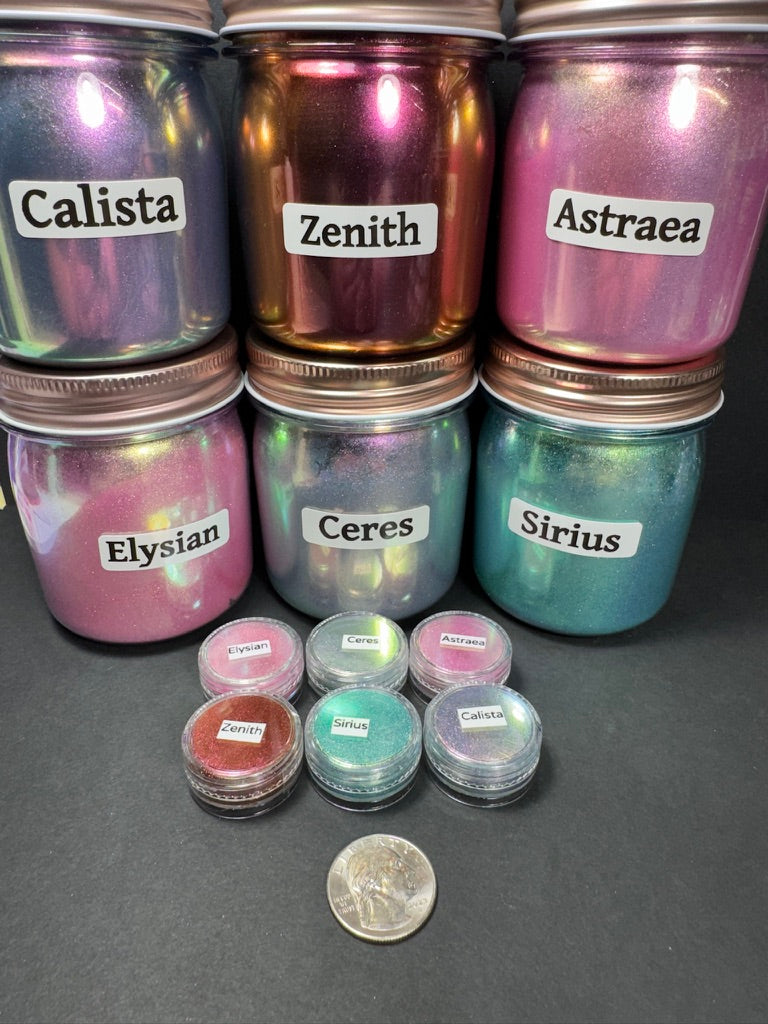 Ethereal Moonlight series Colorshift PIGMENT set of 6 Supershifter Chrome Colorshift Watercolors Prismatic Hypershift Chameleon PIGMENTS