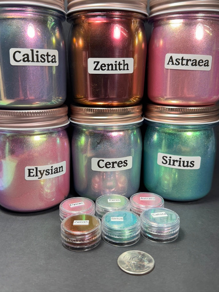 Ethereal Moonlight series Colorshift PIGMENT set of 6 Supershifter Chrome Colorshift Watercolors Prismatic Hypershift Chameleon PIGMENTS