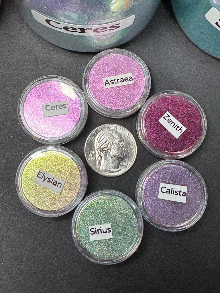 Ethereal Moonlight series Colorshift PIGMENT set of 6 Supershifter Chrome Colorshift Watercolors Prismatic Hypershift Chameleon PIGMENTS