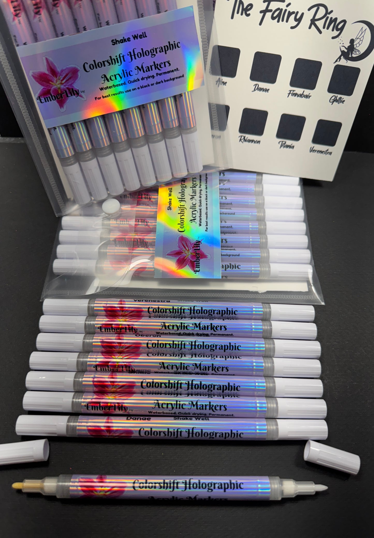 Colorshift Holographic Acrylic Markers (Set of 8 Colors) Unique, First of its Kind!!