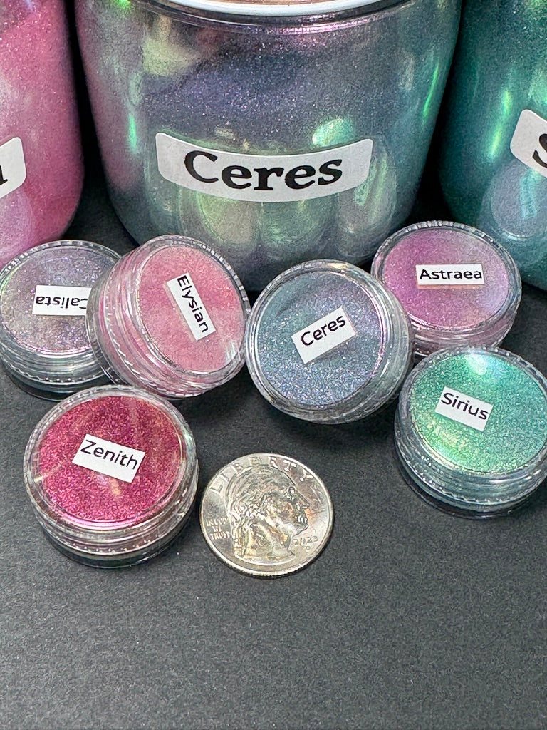 Ethereal Moonlight series Colorshift PIGMENT set of 6 Supershifter Chrome Colorshift Watercolors Prismatic Hypershift Chameleon PIGMENTS