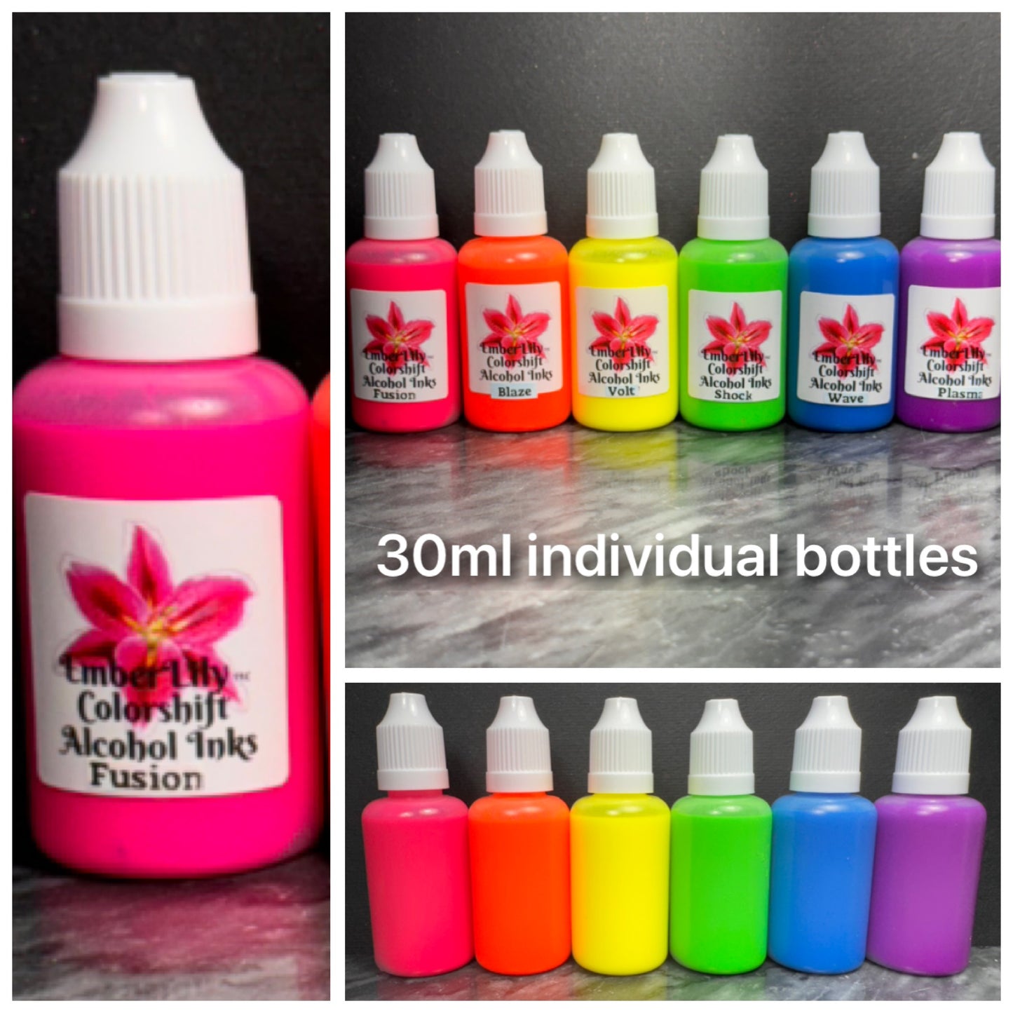 Valley Girl is a set of 80s inspired Gnarly Neon ALCOHOL INKS, set of 6 vibrant neon alcohol inks