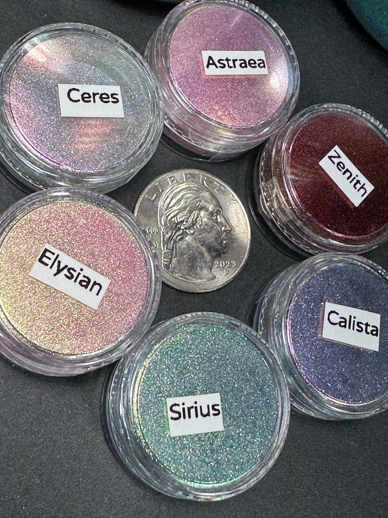 Ethereal Moonlight series Colorshift PIGMENT set of 6 Supershifter Chrome Colorshift Watercolors Prismatic Hypershift Chameleon PIGMENTS
