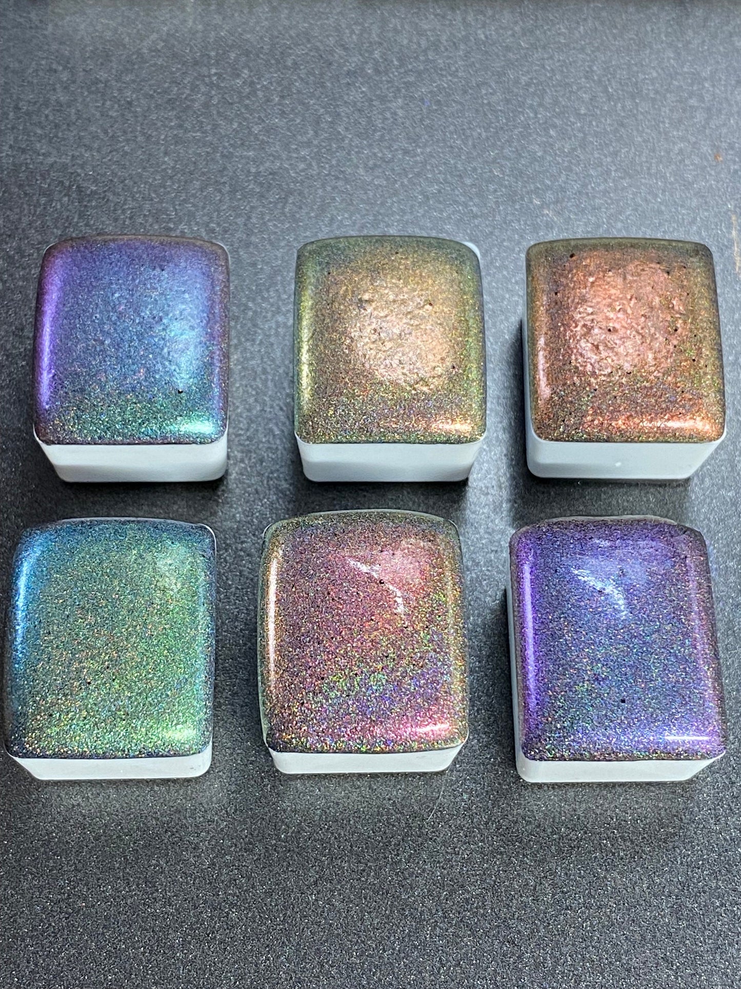 Celestial Series of Holographic Supershifter Chrome Colorshift Watercolors Paint - Set of 6 prismatic hypershift chameleon watercolors