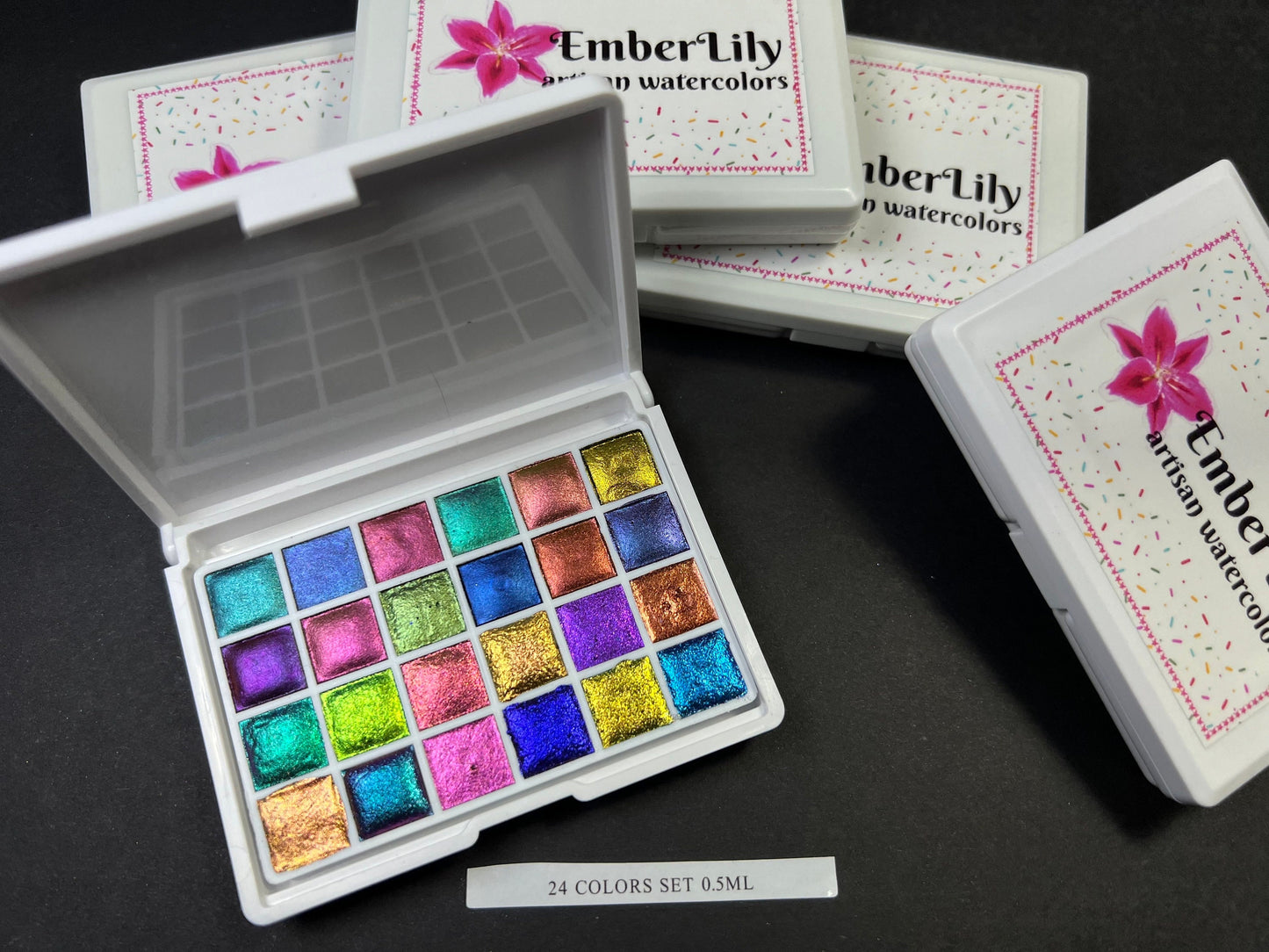 24 Handmade Super Shifter Chrome ColorShift Watercolor Paint sample sets colorshifting 2 sets of best sellers in a travel case 24 colors