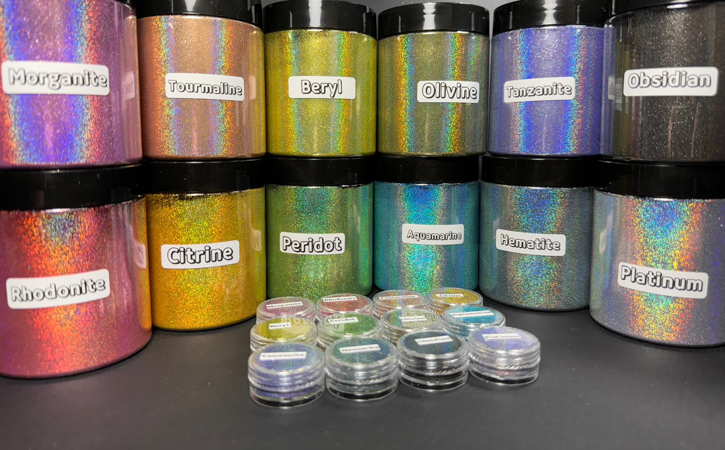 GEMS series of Vivid Intense Holographic PIGMENT powders