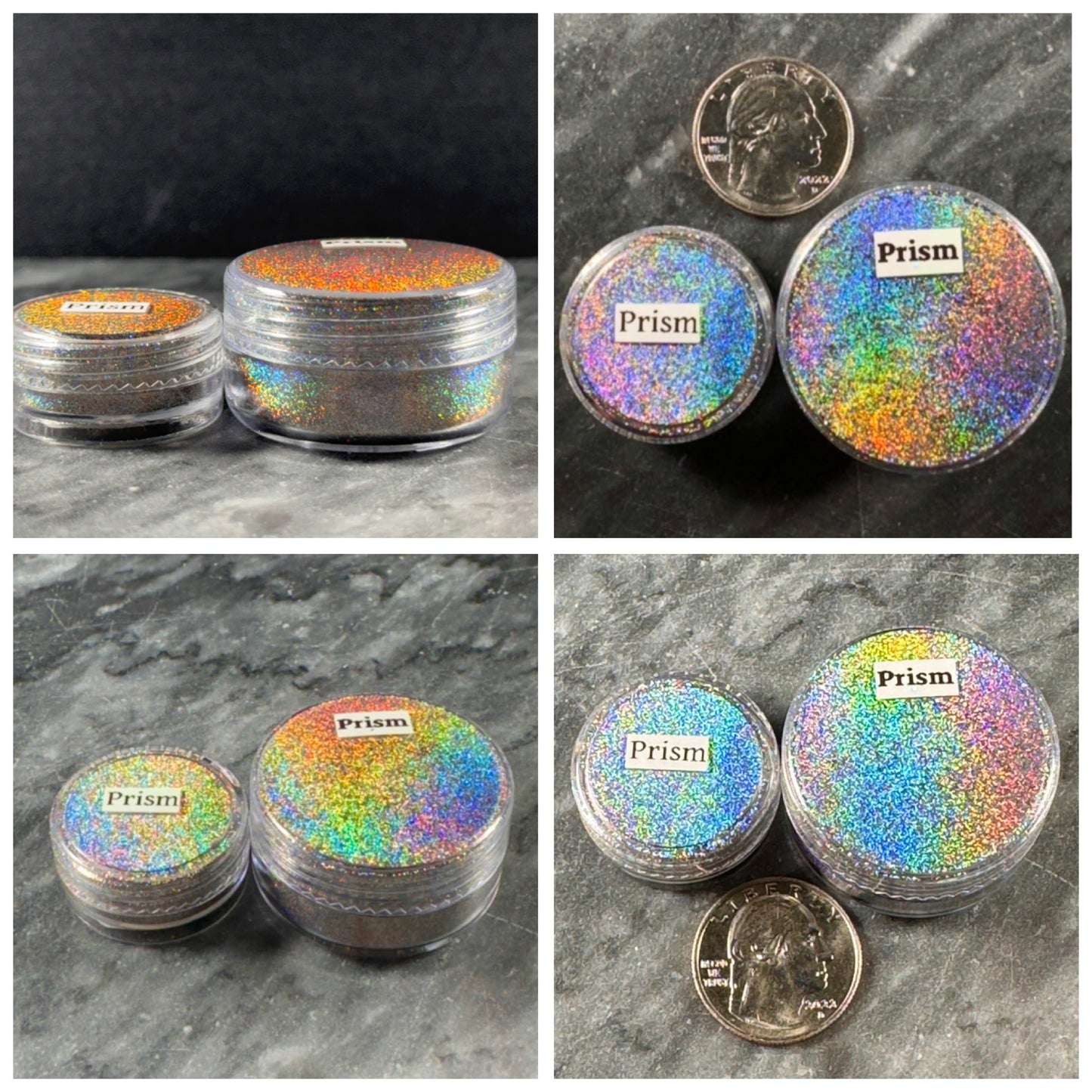 Prism PIGMENT is a Kaleidoscopic Explosion of Extreme Holographic ultramicro-flake powder with an Intense Metallic Shimmer and Sparkle