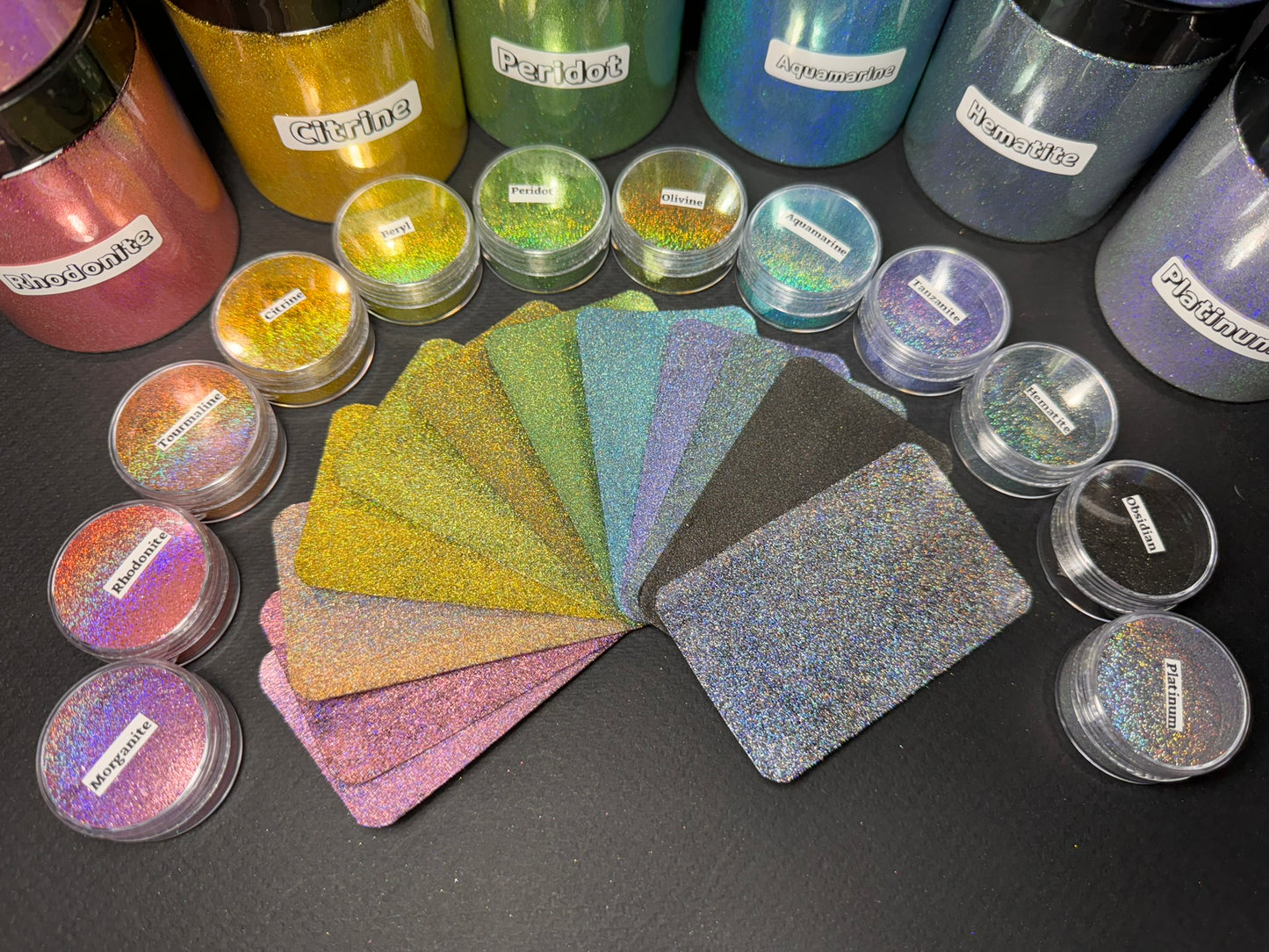 GEMS series of Vivid Intense Holographic PIGMENT powders