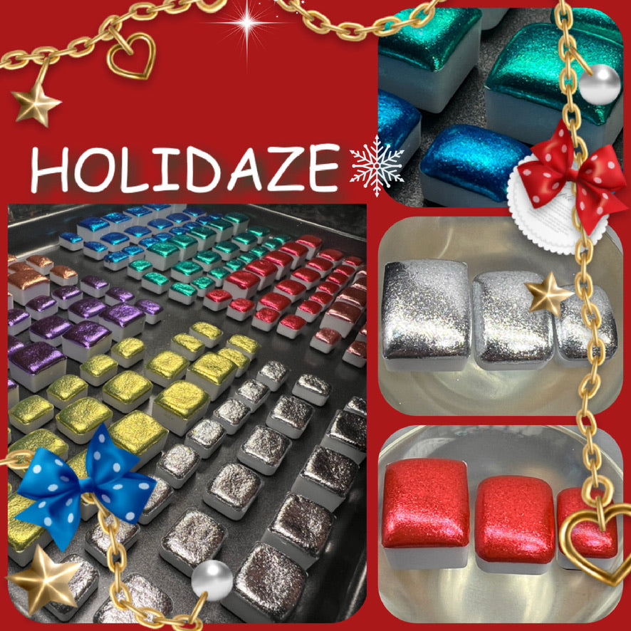 Holidaze Series of Mirror Chrome Watercolors with a Gorgeous Mirror-like Chrome Metallic Shine