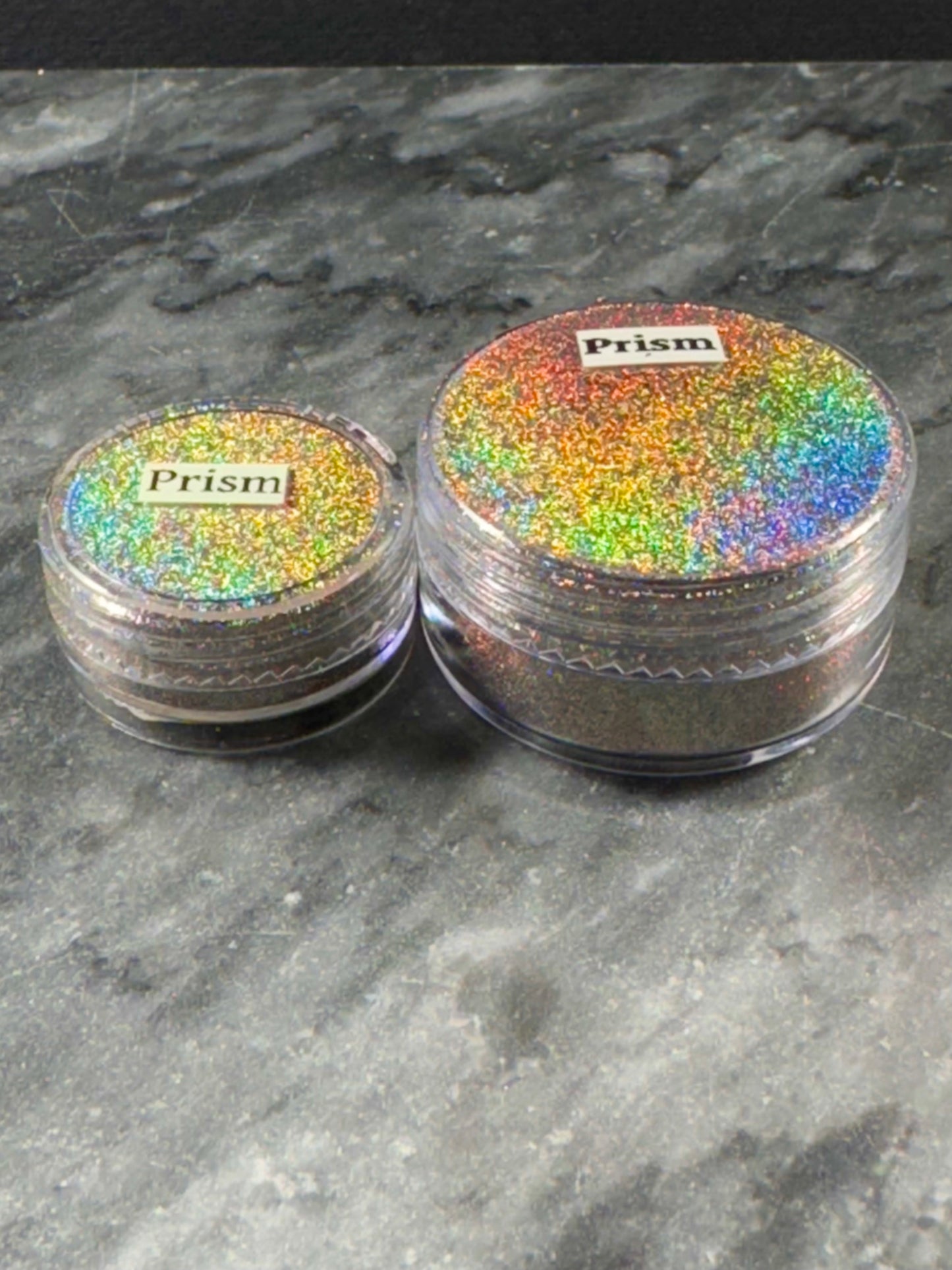 Prism PIGMENT is a Kaleidoscopic Explosion of Extreme Holographic ultramicro-flake powder with an Intense Metallic Shimmer and Sparkle