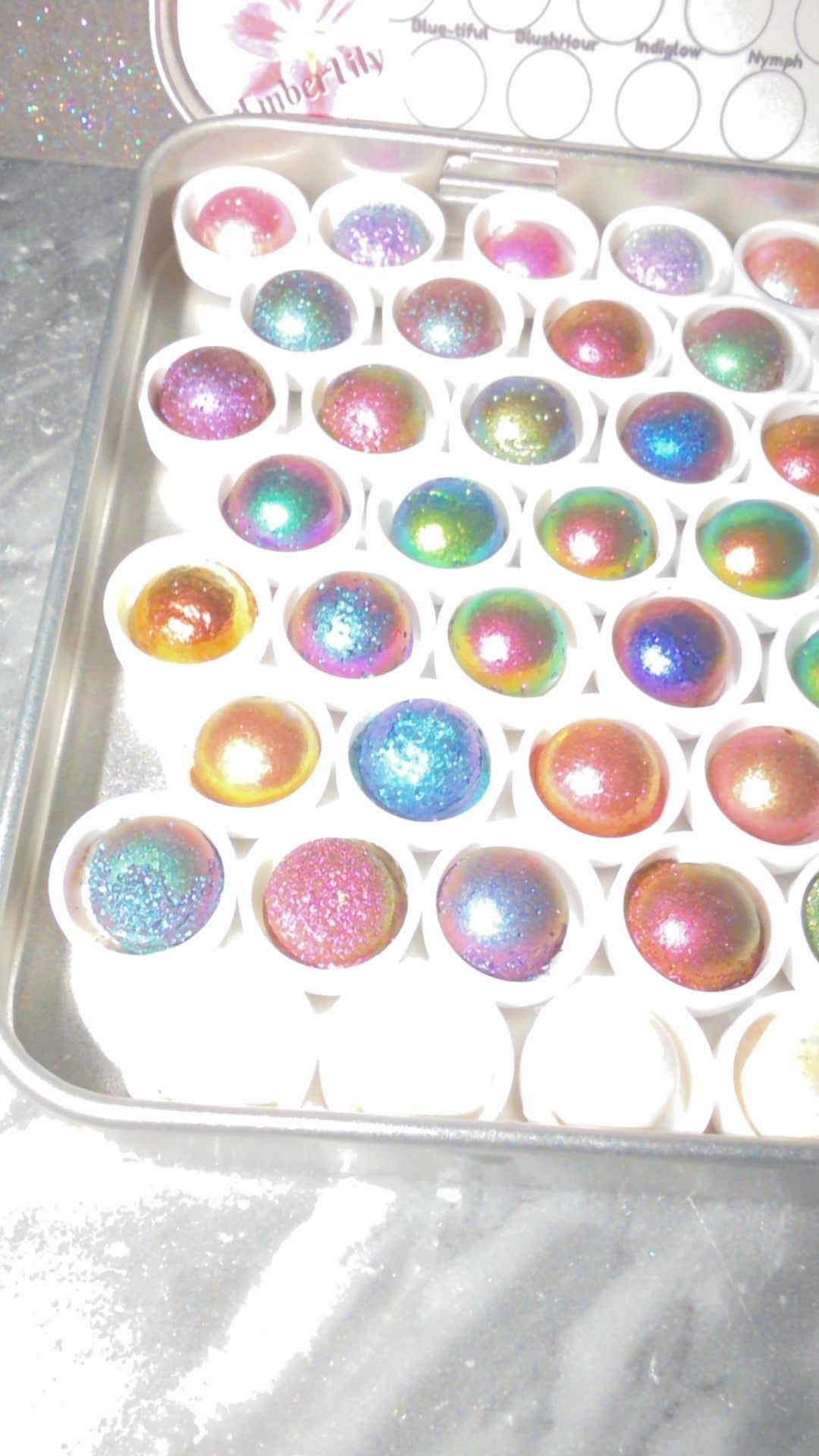 Collectors Edition of 84 Colorshift Watercolor Sample Set, Handmade Watercolor DOTs, Shimmer, Duochrome & Multichrome Paints