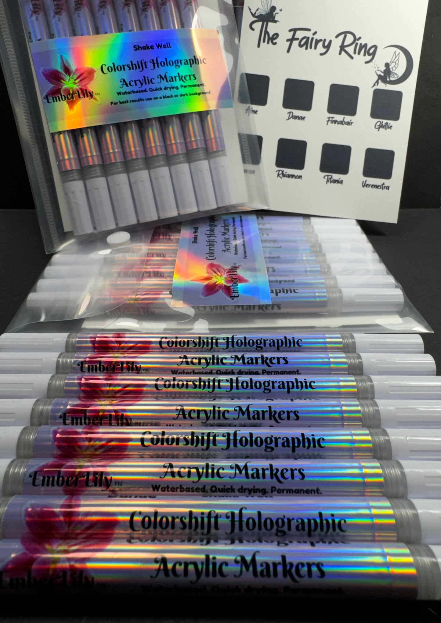 Colorshift Holographic Acrylic Markers (Set of 8 Colors) Unique, First of its Kind!!