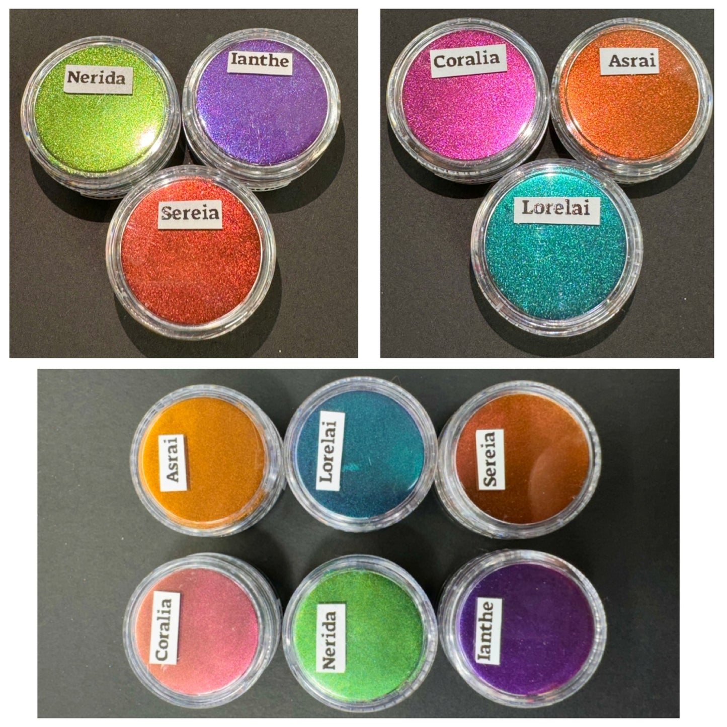 Mermaid Colorshift PIGMENT set of 6 Supershifter Chrome Colorshift Watercolors Prismatic Hypershift Chameleon PIGMENTS