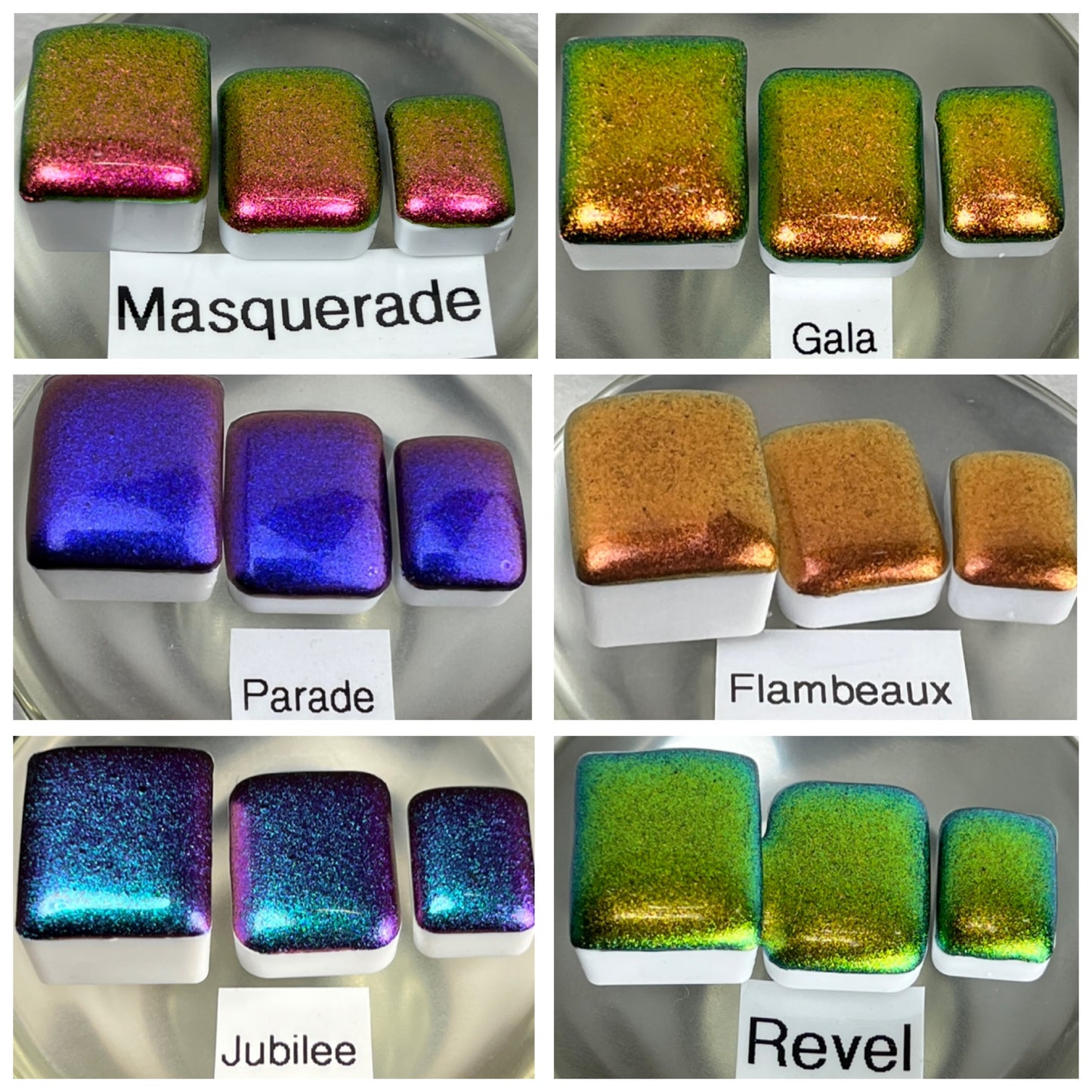 Mardi Gras! series of 12 Handmade Super Chrome Vivid Color Shift Artisan Watercolor Paint Set