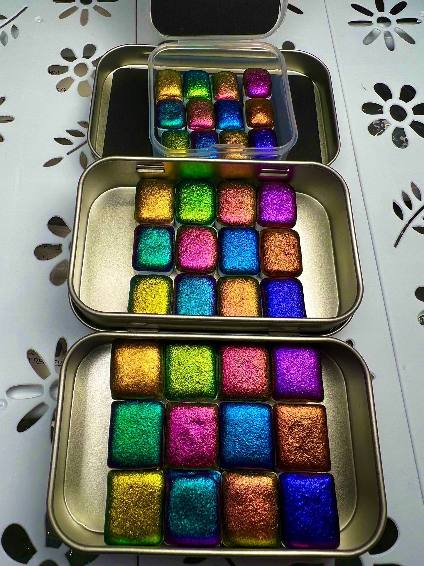 Mardi Gras! series of 12 Handmade Super Chrome Vivid Color Shift Artisan Watercolor Paint Set