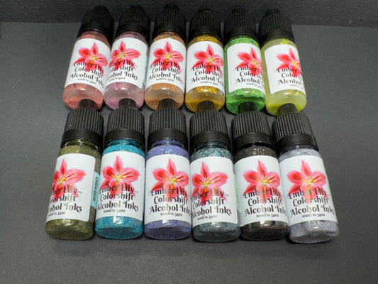 GEMS Inks is a series of Vivid Intense Laser Holographic Inks for Epoxy Resin Arts Crafts, alcohol ink art