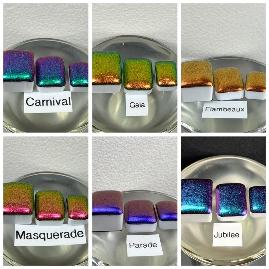 Mardi Gras! series of 12 Handmade Super Chrome Vivid Color Shift Artisan Watercolor Paint Set