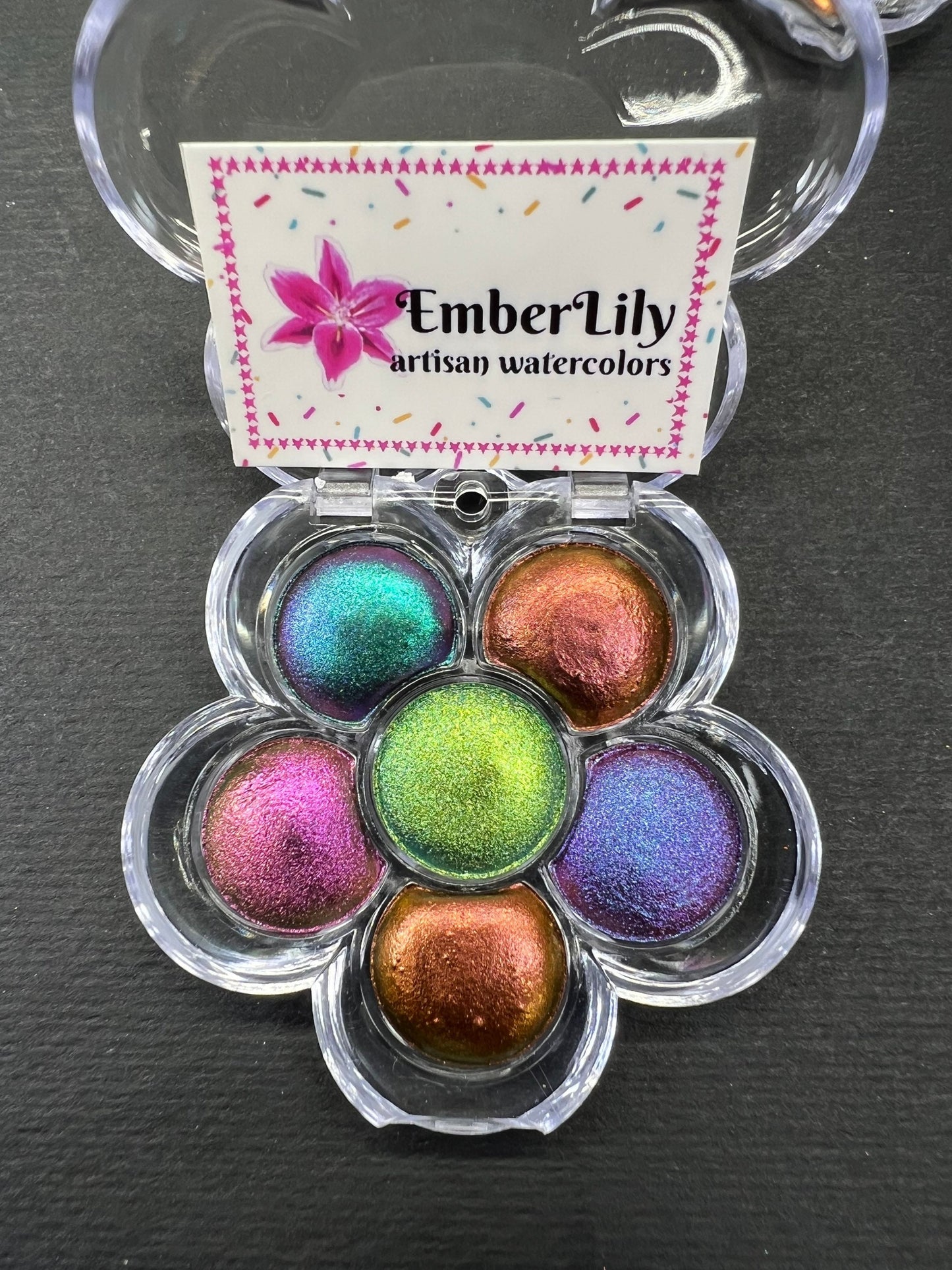 Mermaids flower palette of LIMITED EDITION supershifter chrome colorshift watercolors paint