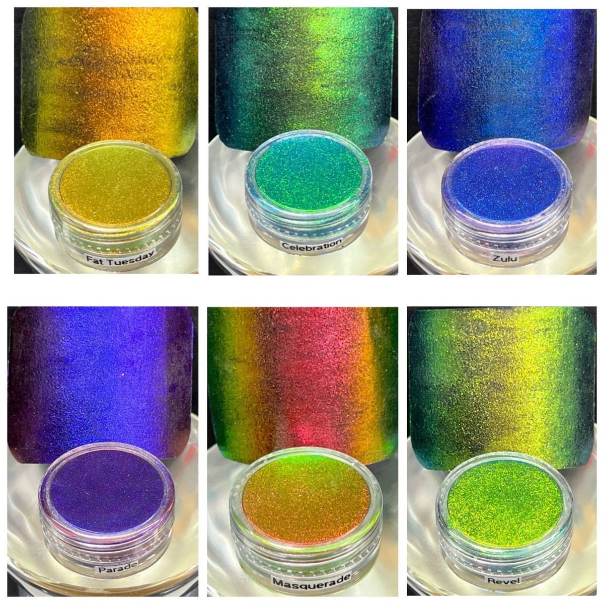 Mardi Gras PIGMENTS Vivid Intense Colorshift Chameleon Cosmetic Grade Epoxy Resin Wax Melts Bath Bombs Soaps Watercolors Make Up Eyes Nails